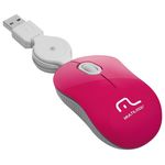Mouse Multilaser Mini Mo185 Retrátil Usb Pink