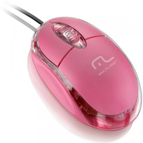 Mouse Multilaser Óptico Classic 800Dpi USB - MO181 - Rosa