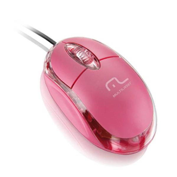 Mouse Multilaser Óptico Classic USB Rosa MO002