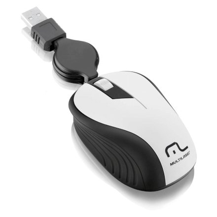 Mouse Multilaser Retrátil Emborrachado Branco USB MO234
