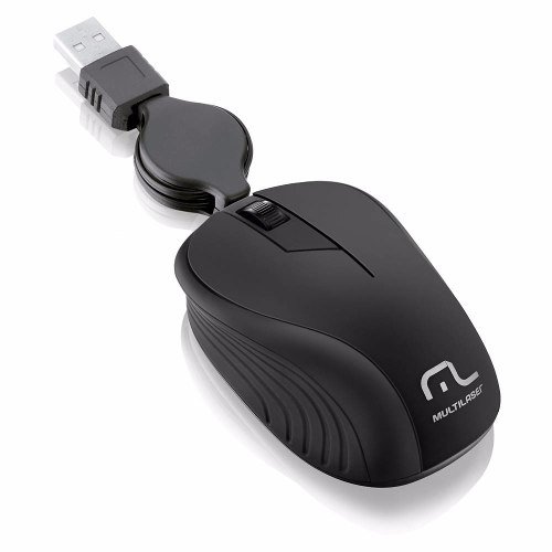 Mouse Multilaser Retrátil Emborrachado Preto Usb Mo231 (Preto)