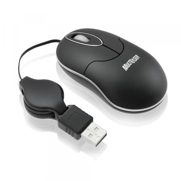 Mouse Multilaser Retratil Mini Emborrachado Preto USB - MO035