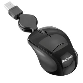 Mouse Multilaser Retrátil Mini Fit USB MO154 - Preto