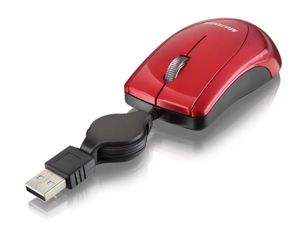 Mouse Multilaser Retratil Mini Piano Red USB MO163
