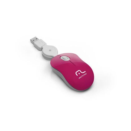 Mouse Multilaser Retratil Super Mini Pink USB - MO185 MO185