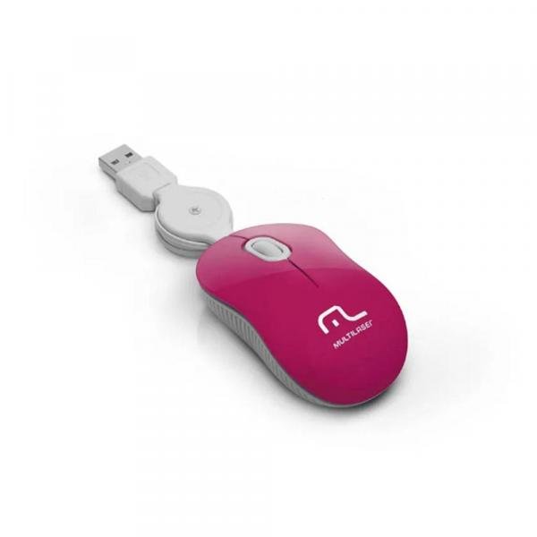Mouse Multilaser Retrátil Super Mini Pink Usb MO185
