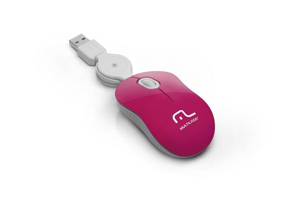 Mouse Multilaser Retratil Super Mini Pink USB - MO185