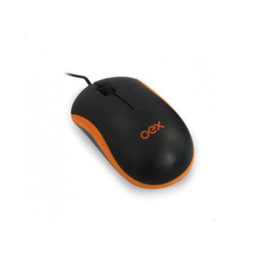 Mouse Óptico com Fio Oex Ms103 Preto e Laranja