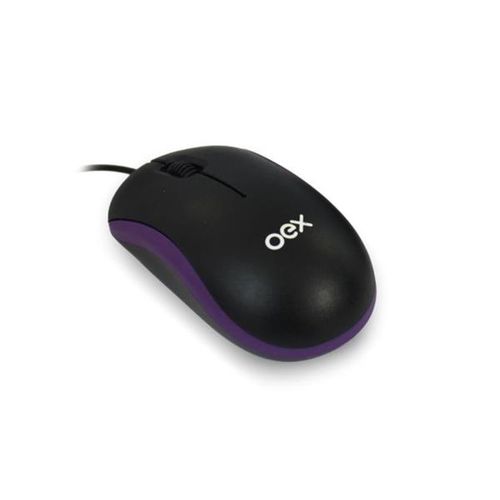 Mouse Óptico com Fio Oex Ms103 Preto e Roxo