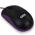 Mouse Óptico com Fio Usb 800 Dpi Oex Ms103 Preto e Roxo