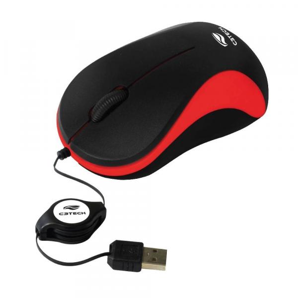 Mouse Óptico C3Tech 1000DPI MS-10RD - Preto/Vermelho