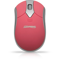 Mouse Óptico Emborrachado USB Rosa - Maxprint