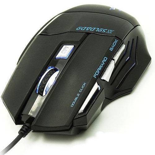 Mouse Optico Gamer Soldado 3000dpi Usb Gm-700 Preto 7 Cores de Luz de Led Peso Metal