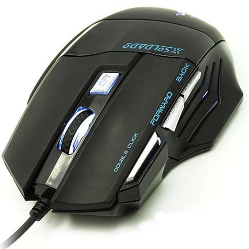 Mouse Optico Gamer Soldado 3000Dpi Usb Gm-700 Preto 7 Cores de Luz De...