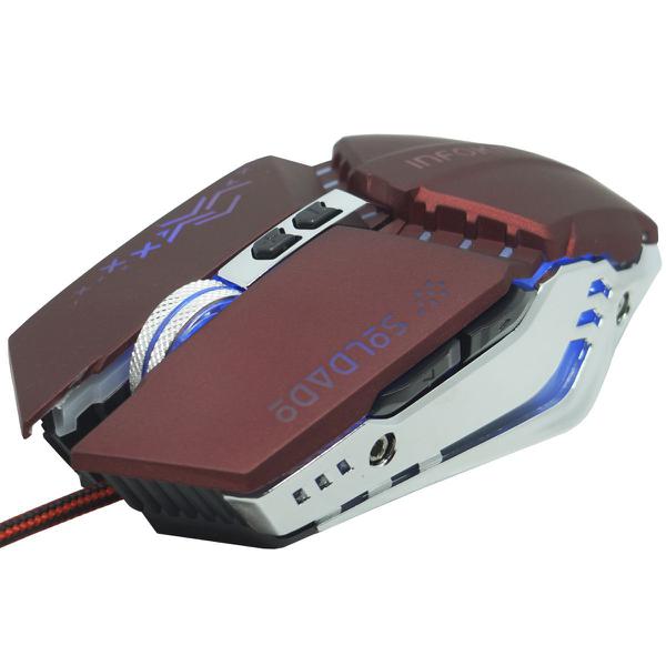 Mouse Óptico Gamer Usb 2400 Dpi 6 Botões Led Rgb 4 Cores Cabo Infokit X Soldado GM-705
