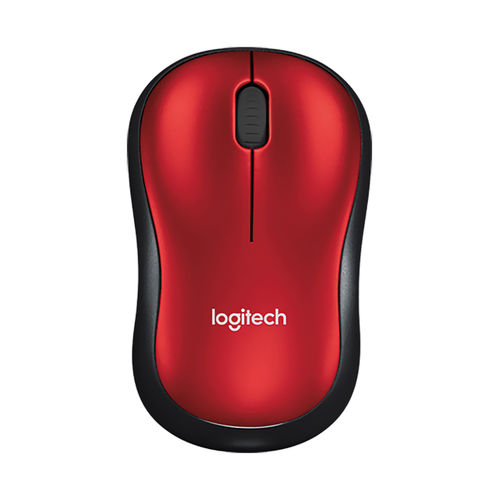 Mouse Óptico Logi Tech M185 Usb 3 Botões Wireless Vermelho/ Preto