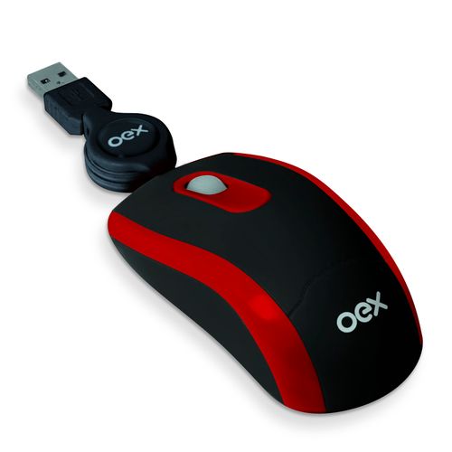 Mouse Óptico MS201 Preto e Vermelho - OEX 1019611