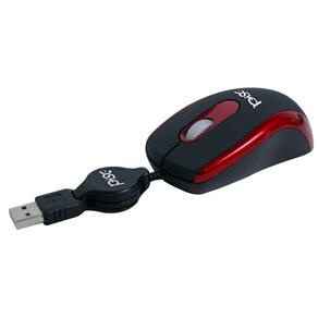 Mouse Óptico Pisc 1809 Retrátil Emborrachado USB - Vermelho
