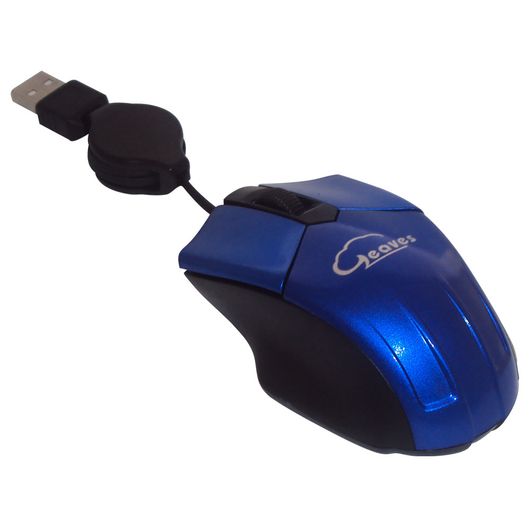 Mouse Óptico Retrátil Mini USB Azul - 504