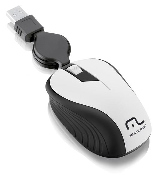 Mouse Óptico Retrátil Multilaser 1200DPI USB Branco MO234