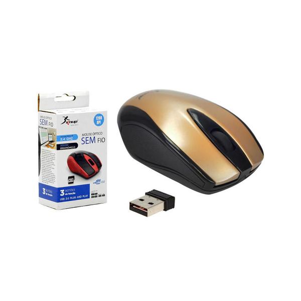 Mouse Optico Sem Fio USB 1200DPI Dourado G12 G12 KNUP