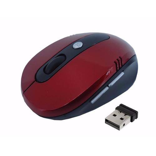 Mouse Óptico Sem Fio Usb Wi-Fi para Notebook e Pc Vermelho