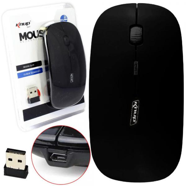 Mouse Optico Sem Fio Wireless 2.4Ghz Preto - Knup