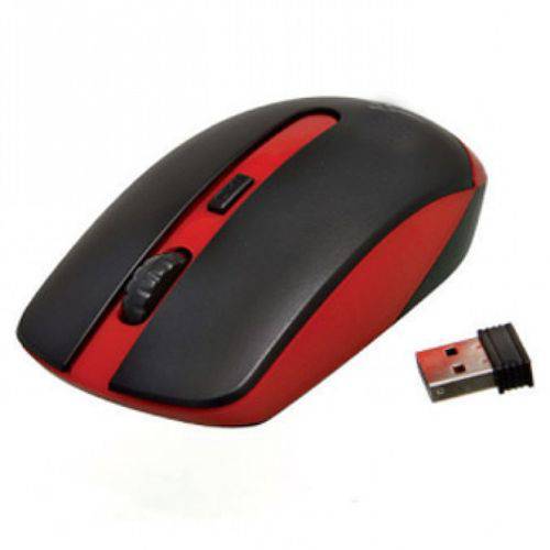 Mouse Óptico Sem Fio Wireless USB Vermelho e Preto Weibo