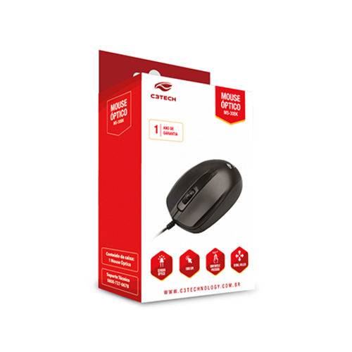 Mouse Óptico USB com Fio Preto C3-Tech