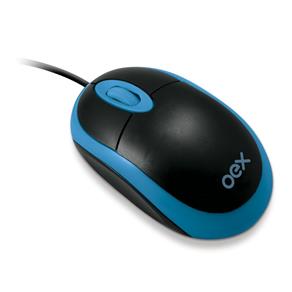 Mouse Óptico USB OEX Preto e Azul