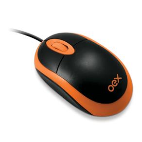 Mouse Óptico USB OEX Preto e Laranja