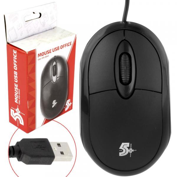 Mouse Óptico Usb para Pc e Notebook Preto 5+