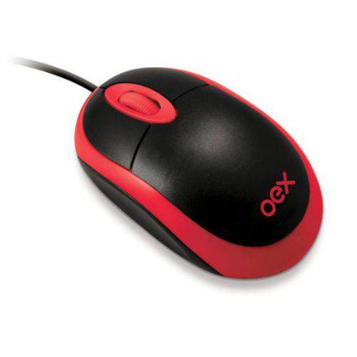 Mouse Óptico USB Preto e Vermelho MS103