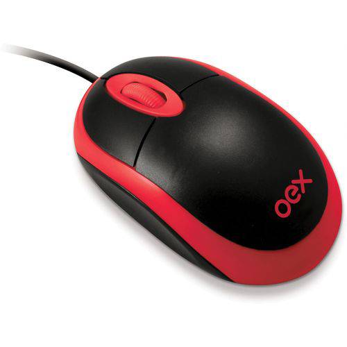 Mouse Óptico USB Preto e Vermelho - Newex