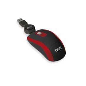 Mouse Óptico USB Retrátil OEX MS201 Preto e Vermelho