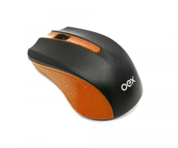 Mouse Óptico Wireless Sem Fio OEX MS 404 - Laranja