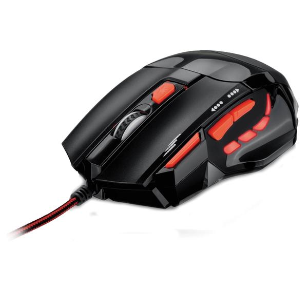 Mouse Óptico Xgamer Fire Button USB 2400 DPI Preto/Vermelho Multilaser - MO236