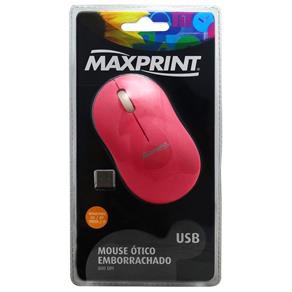 Mouse Ótico Emborrachado Maxprint Usb Rosa 607498