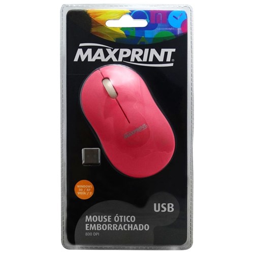 Mouse Ótico Emborrachado Maxprint Usb Rosa 607498