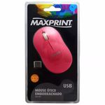 Mouse Ótico Emborrachado Maxprint Usb Rosa - 607498