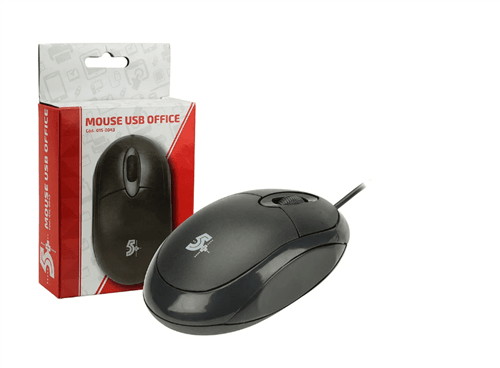 Mouse Otico Usb 5+ Office Ergonômico Plug And Play 1000Dpi Preto