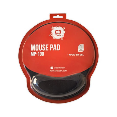 Mouse Pad C3Tech C/ Apoio em Gel Mp-100 Preto