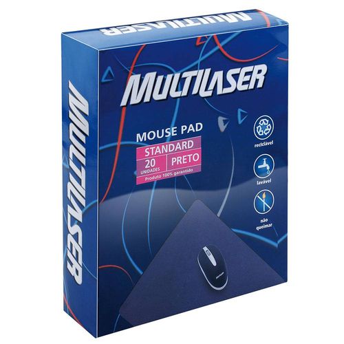 Mouse Pad Multilaser Ac027 Standart Preto Embalagem com 20 Unidades