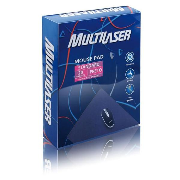 Mouse Pad Standard Preto - 20 Unidades - Multilaser - AC027
