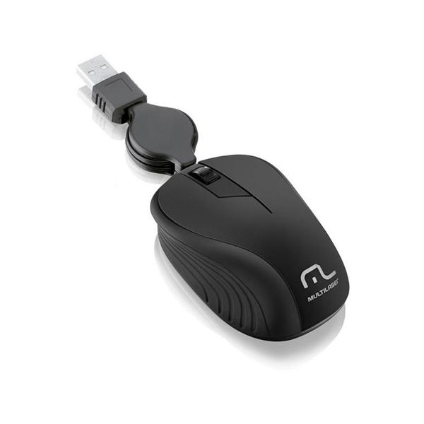 Mouse Retratil Emborrachado Preto USB - MO231 - Multilaser