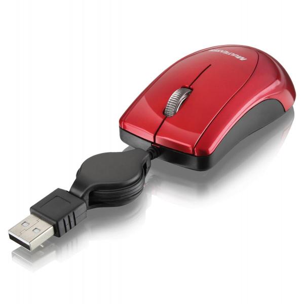 Mouse Retrátil Óptico 800dpi Usb Vermelho Mo163 Multilaser