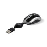 Mouse Retrátil Pisc 1810 USB Preto e Prata 3 Botões 800 Dpi