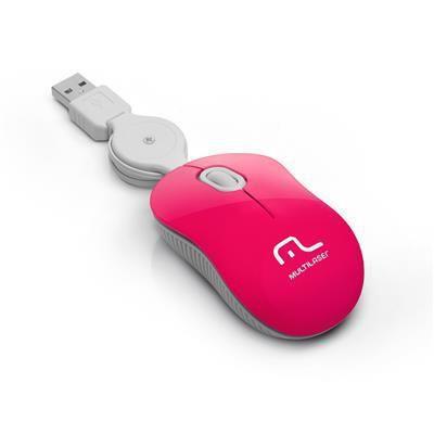 Mouse Retratil Super Mini Pink Usb Mo185 Multilaser