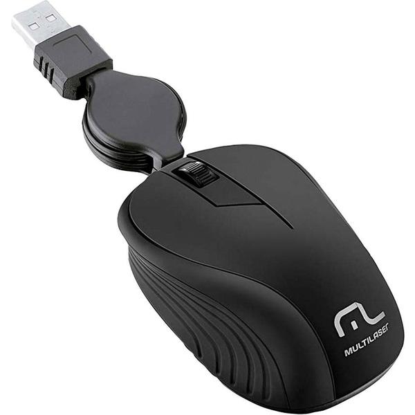 Mouse Retrátil USB Multilaser MO231 Preto