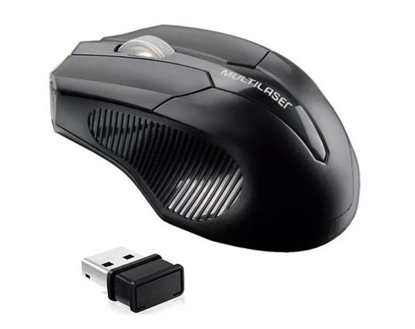 Mouse Óptico Usb Sem Fio 2,4GHz 1600dpi Multilaser Mo221